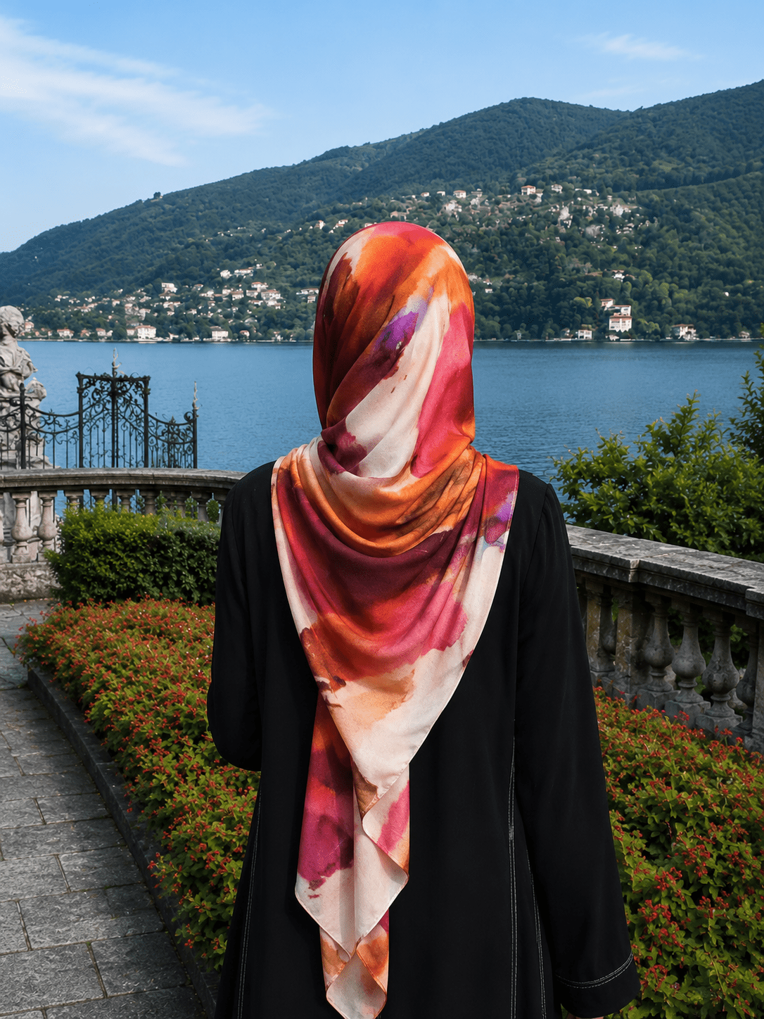 RY425 Terracotta Marble Mercerized Cotton Jersey Hijab – Soft Stretch Scarf - Raya