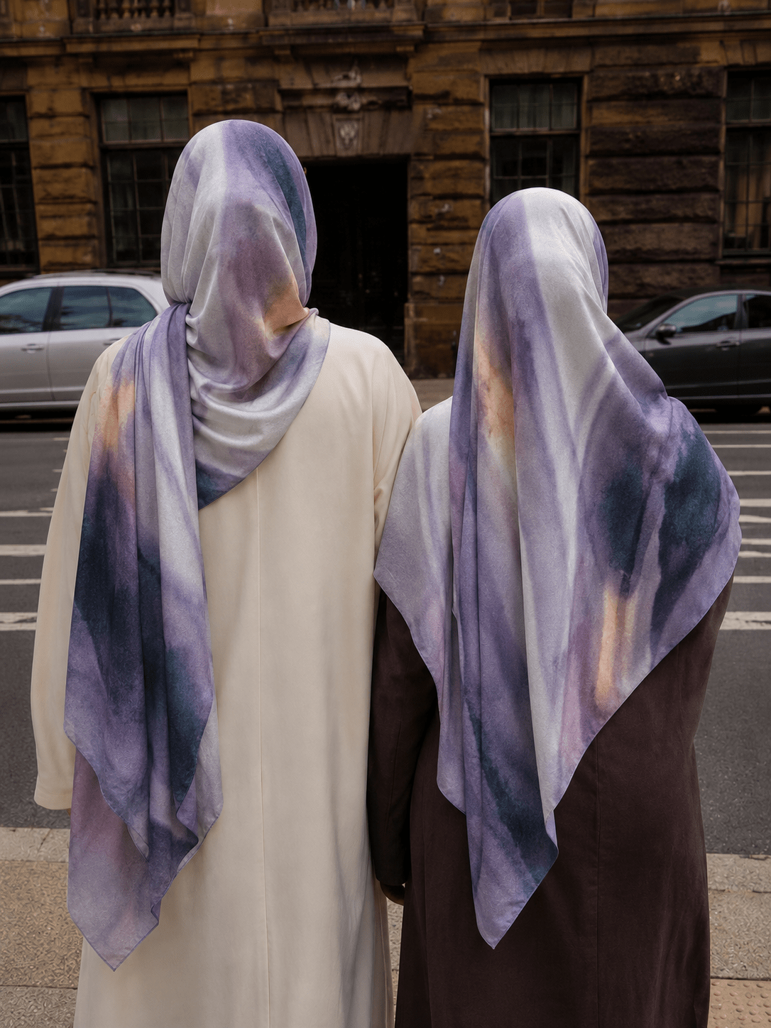 RY427 Smoky Purple Marble Mercerized Cotton Jersey Hijab – Soft Stretch Scarf - Raya