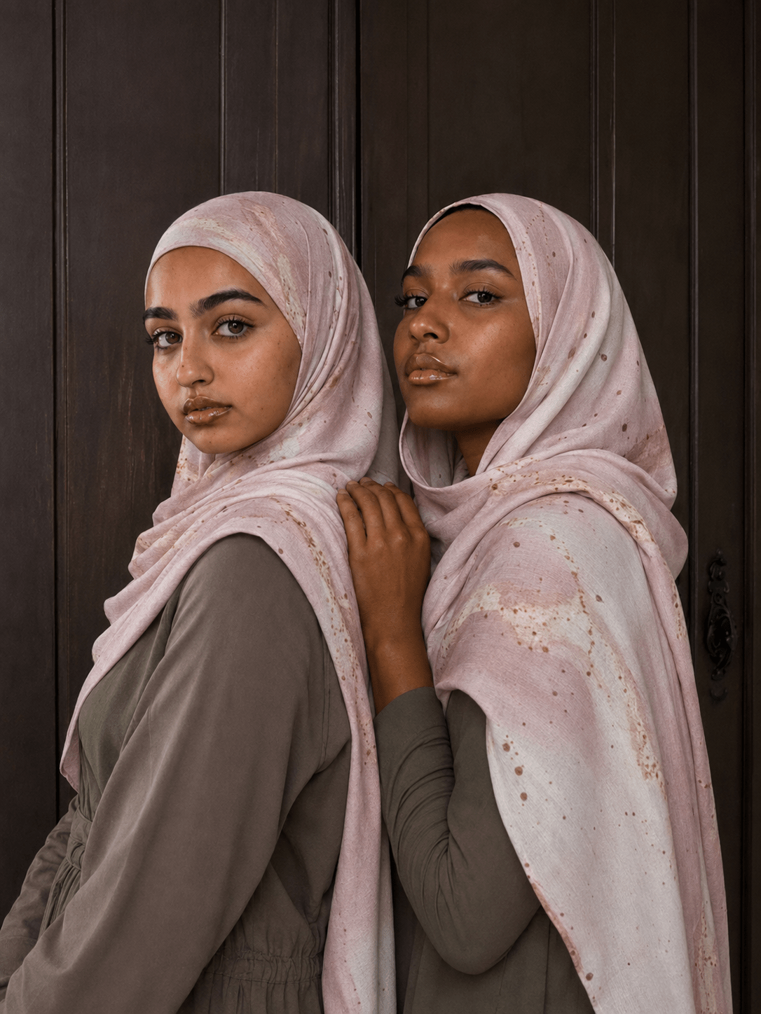 RY429 Blush Pink Gold Marble Mercerized Cotton Jersey Hijab – Soft Stretch Scarf - Raya