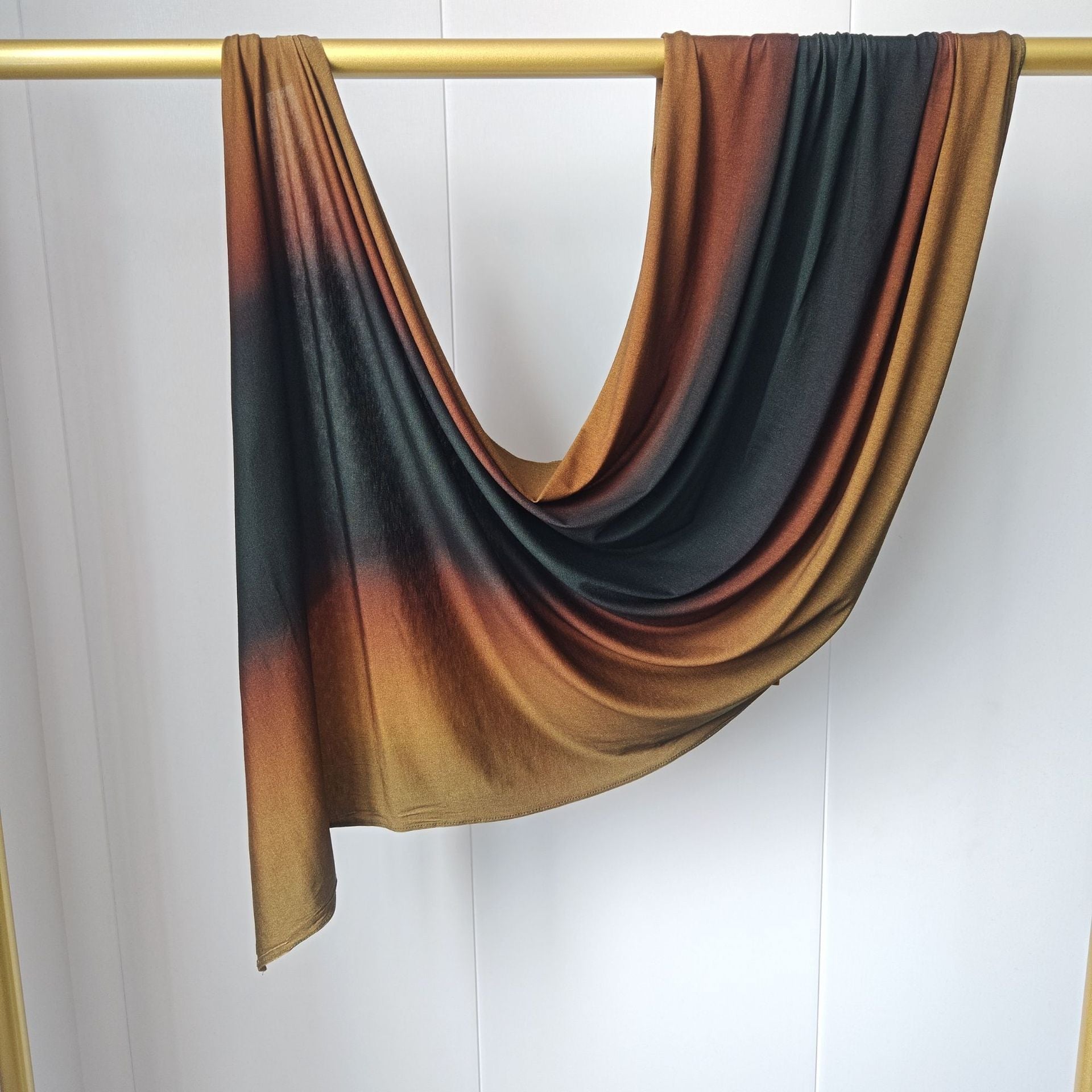 RY429 Bronze Brown Marble Mercerized Cotton Jersey Hijab – Soft Stretch Scarf - Raya