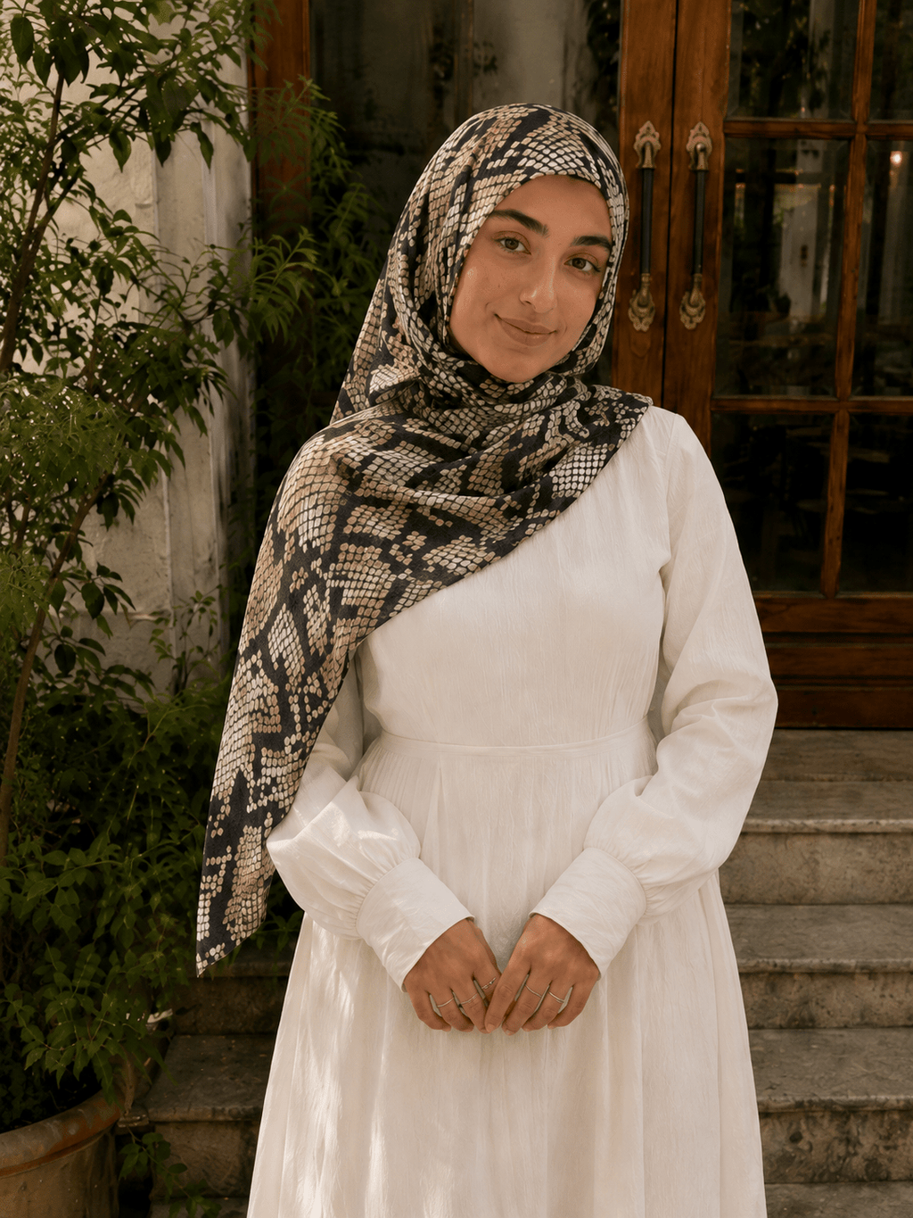 RY433 Snakeskin Print Jersey Hijab – Soft Mercerized Cotton Scarf - Raya